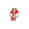 Top court rouge wetlook avec noeud de cravate 